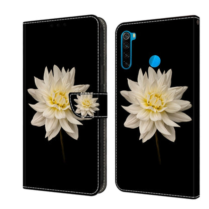 Flip leather phone case with white daisy flower 3D design and card slot