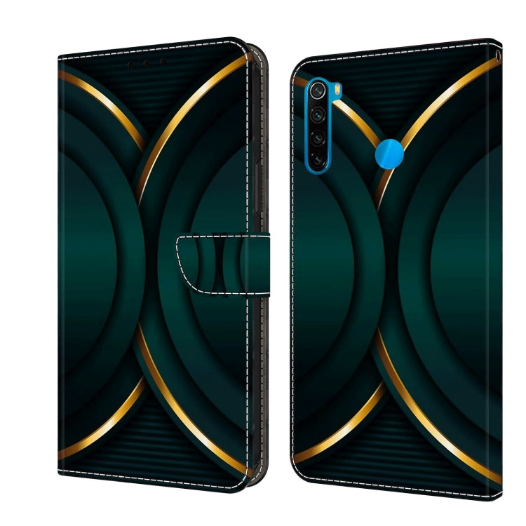 Flip leather phone case with teal abstract curves and gold accent 3D design