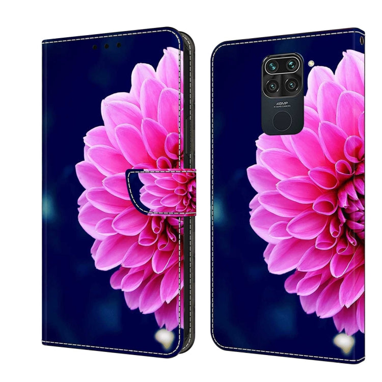 Bifold wallet phone case with large pink flower artwork and dark blue cover