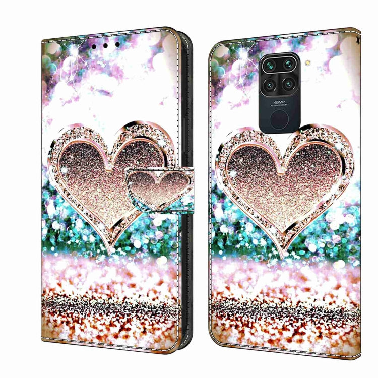 Flip phone case with sparkling heart outline in glittery rainbow bokeh