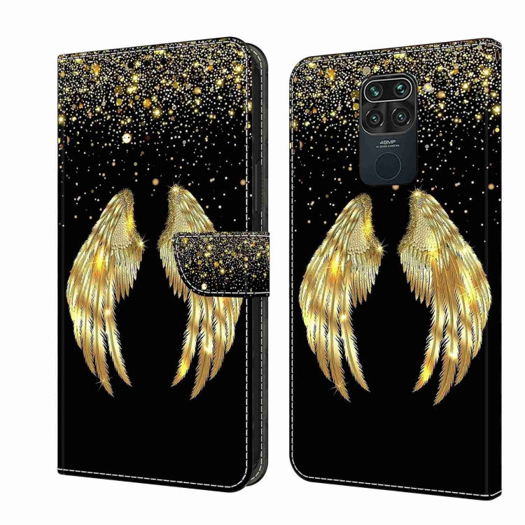 Flip phone case with gold feather wing design on starry black background