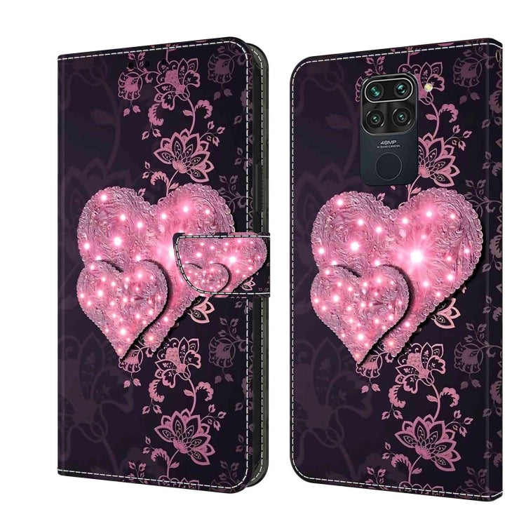 Flip phone case with glowing pink heart lights and decorative floral pattern