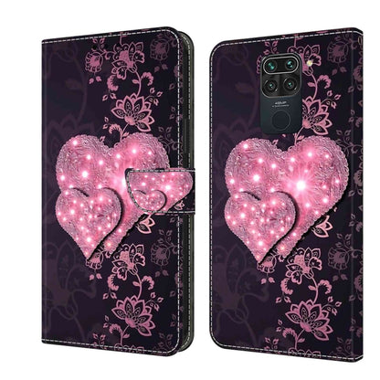 Flip phone case with glowing pink heart lights and decorative floral pattern