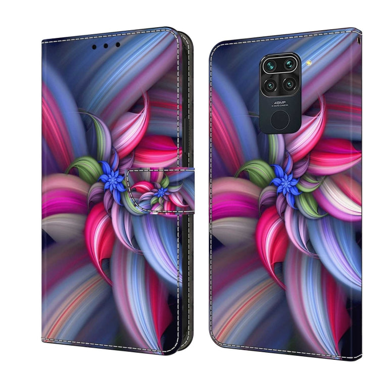 Leather wallet phone case with colorful swirl flower design and flip cover