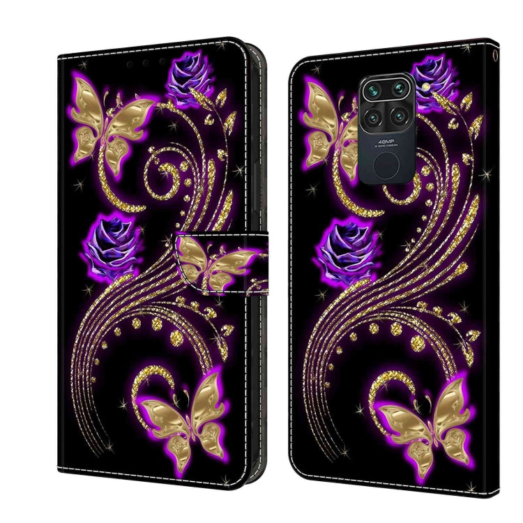 Leather wallet phone case with purple cat-and-moon fantasy illustration and flip clasp