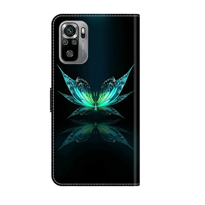 Shockproof phone case with teal flower butterfly on dark blue background