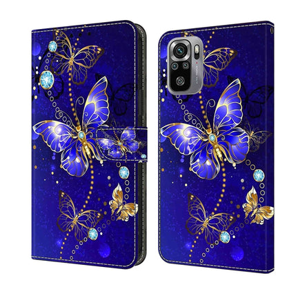 Crystal 3D shockproof leather phone case with blue butterflies and gemstone accents