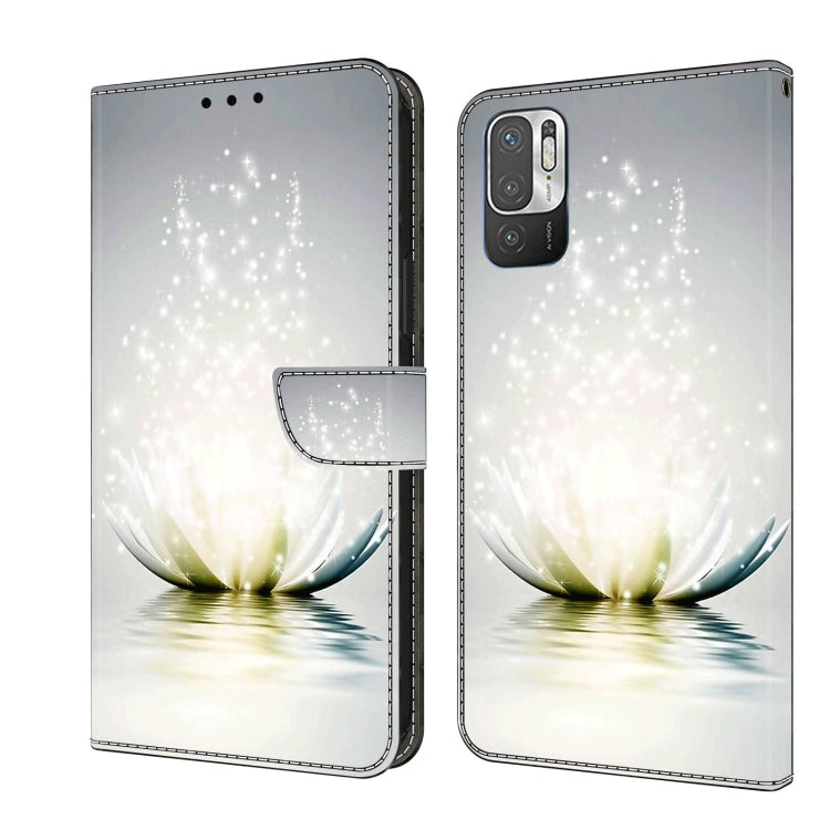 Crystal 3D phone wallet case with white lotus flowers and sparkling light effect