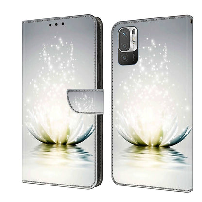 Crystal 3D phone wallet case with white lotus flowers and sparkling light effect