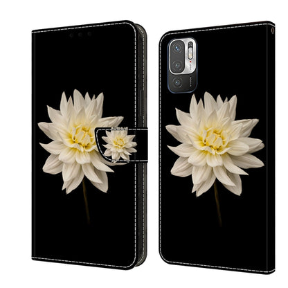 Crystal 3D phone wallet case with white flower bloom and small centerpiece bloom on black