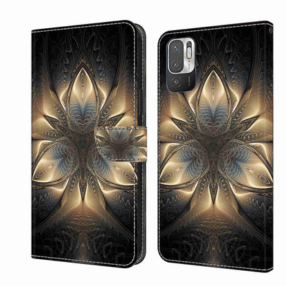 Protective phone case with gold ornamental flower design on dark base