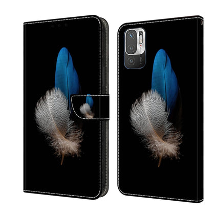 Protective phone case with blue feather and silver wing graphic on dark base
