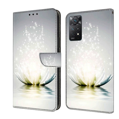 Leather phone case with light flower splash and sparkling dots, dual-view wallet design.
