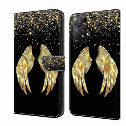 Protective leather phone case with gold feather and glitter starry design