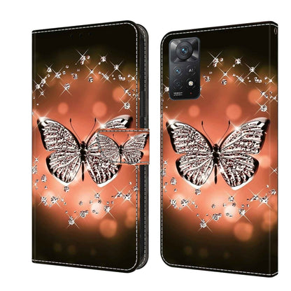 Protective leather phone case with silver butterfly and star-like glitter border