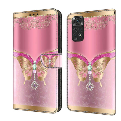 Pink phone wallet case with ornate butterfly and gold accents, flip cover