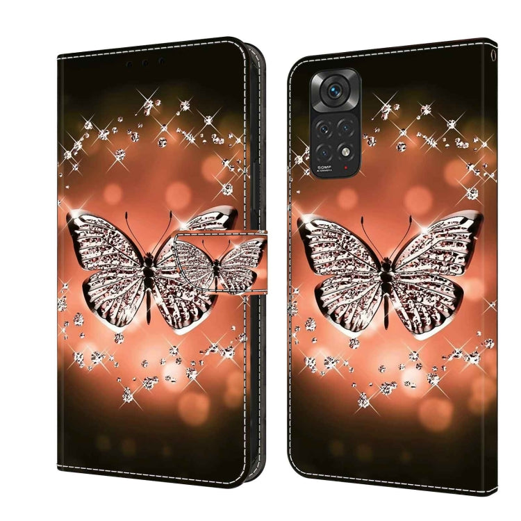 Leather phone case with glitter butterfly crystal design on orange background