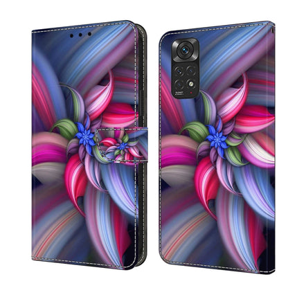 Leather phone case with colorful abstract flower crystal artwork and cutout