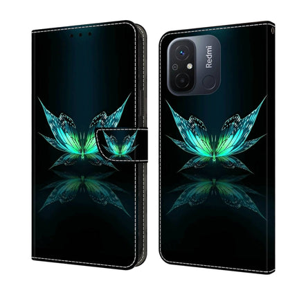 Shockproof leather wallet phone case with turquoise butterfly 3D design and flip cover