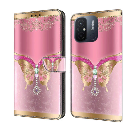 Shockproof leather wallet phone case with pink butterfly and ornate heart design, flip cover