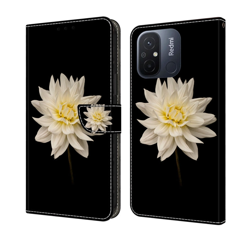 Black wallet phone case with white flower and centered snap strap