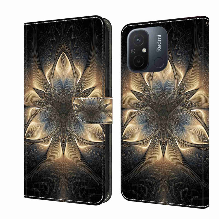 Black wallet phone case with gold and blue ornamental mandala print