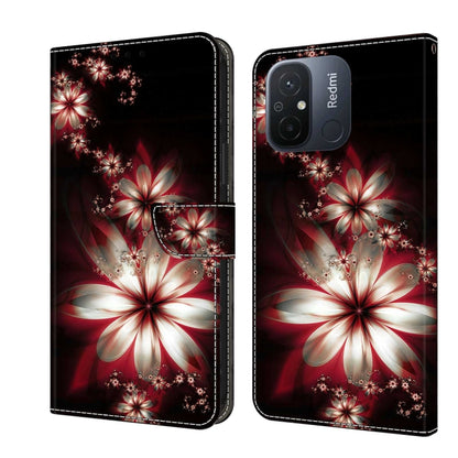 Crystal 3D shockproof leather phone case with red and white floral butterfly design