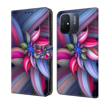 Crystal 3D shockproof leather phone case with colorful abstract flower swirl
