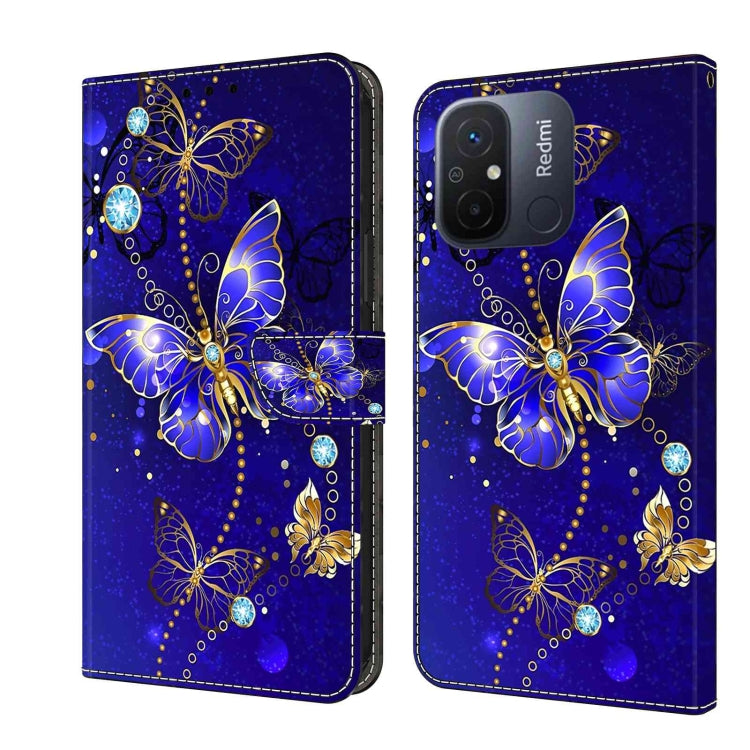 Crystal 3D shockproof leather phone case with blue butterfly wreath and gemstone accents