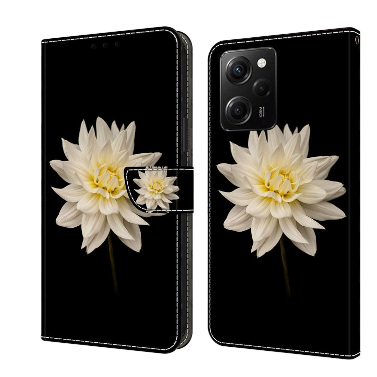 Protective leather phone case with white flower and decorative front strap