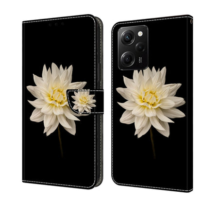 Protective leather phone case with white flower and decorative front strap