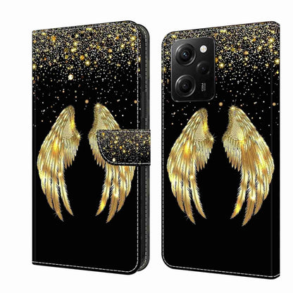 Protective leather phone case with gold glitter feathers and front clasp
