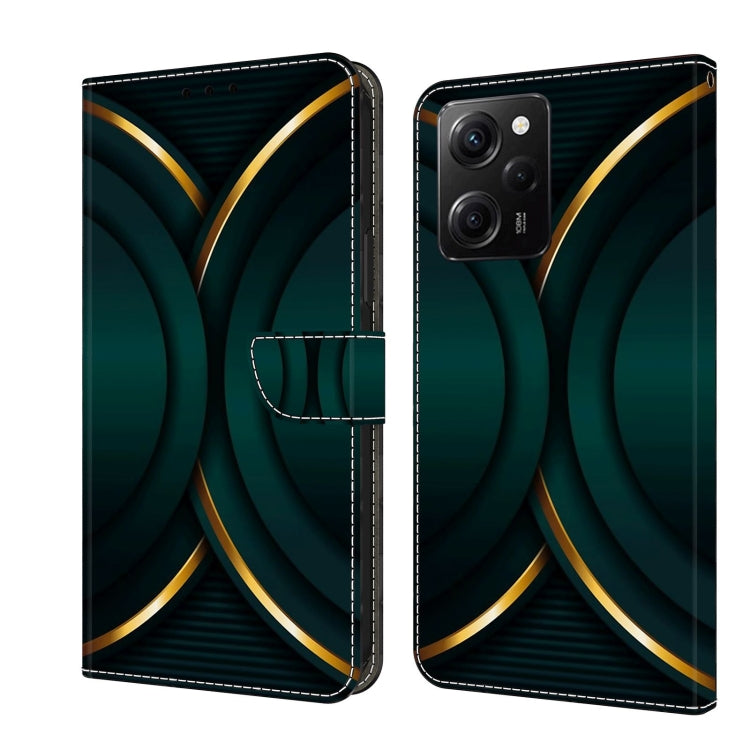 Protective leather phone case with teal curved lines and gold accent trim