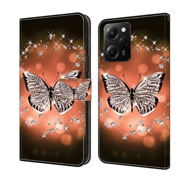 Protective leather phone case with silver butterfly and star sparkle border