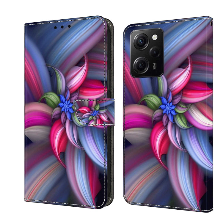 Crystal 3D shockproof protective leather phone case with blue-pink swirl floral design