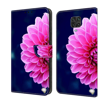 Leather wallet phone case with large pink flower and dark blue background design