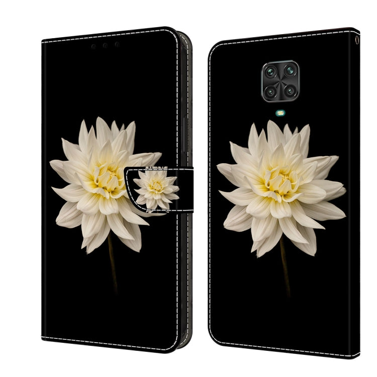 Flip phone case with large white flower on dark background and card slot cover