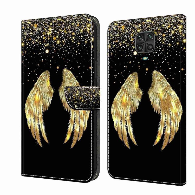 Flip phone case with gold feather wings design on black glitter speckle background
