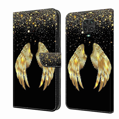 Flip phone case with gold feather wings design on black glitter speckle background