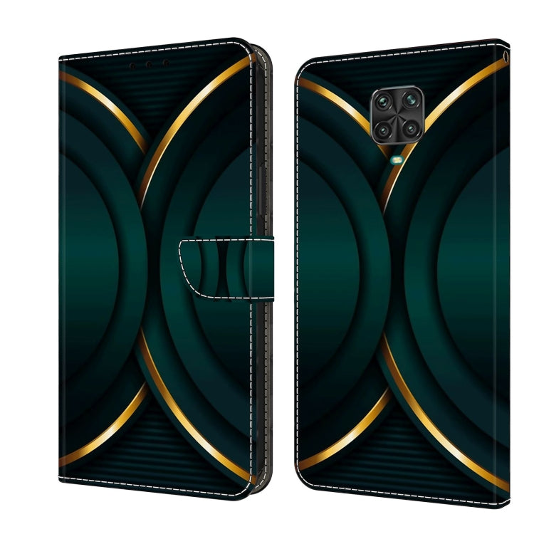 Flip phone case with teal geometric arcs and gold trim lines