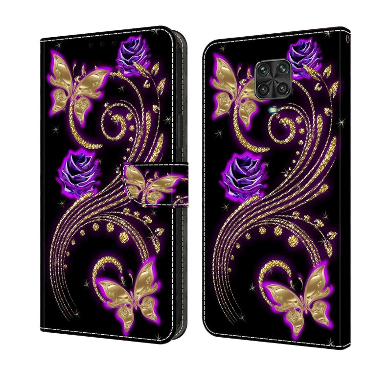 Purple crystal bird and butterfly protective phone case with folio flap cover