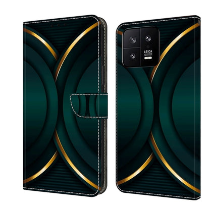 Teal abstract swirl leather phone case with gold trim and magnetic wallet clasp