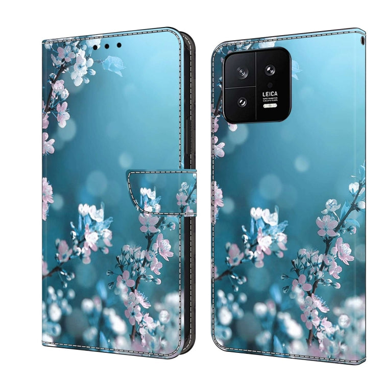 Light blue floral leather phone case with butterfly blossoms, magnetic wallet clasp