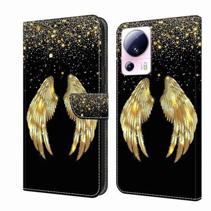 Wallet-style leather phone case with gold feather dreamcatcher sparkle on black