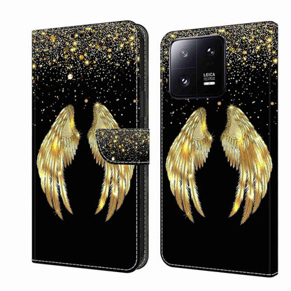 Crystal-style shockproof phone case with black glitter background and gold feather wing artwork