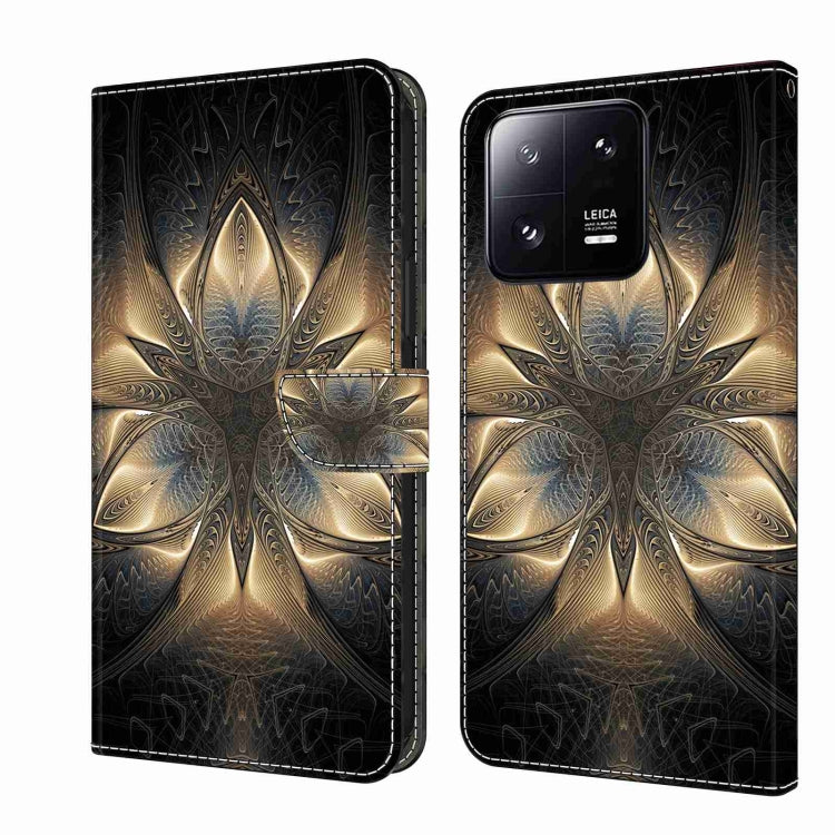 Crystal-style shockproof phone case with dark base and gold ornamental flower mandala design