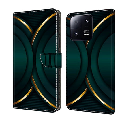 Crystal-style shockproof phone case with teal leather-look finish and gold arc pattern