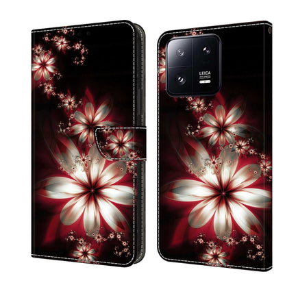 Crystal-style shockproof phone case with red and white flower design and sparkling butterfly accents