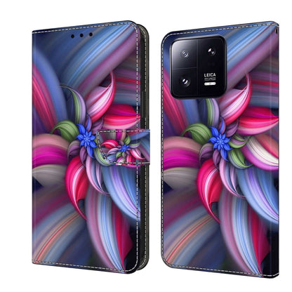 Blue and pink floral 3D leather wallet phone case with butterfly crystal accents