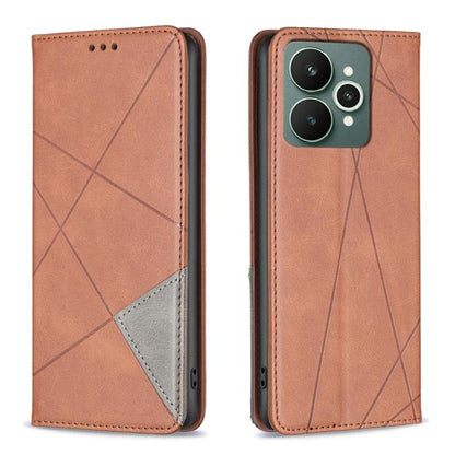 Tan leather phone case with rhombus texture, flip cover and card pocket